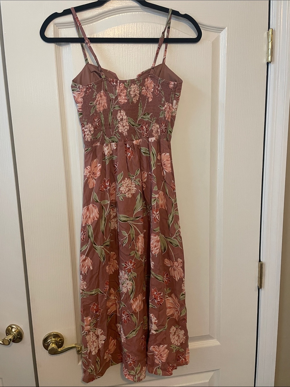 AUW Mauve Pink Floral Spaghetti-Strap Midi Dress - Picture 3 of 5